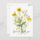 Religieuze genade zij met u gele bloemen briefkaart (Voorkant / Achterkant)