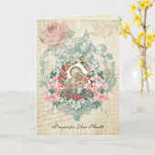 Religieuze Geniet van een goede Maagd Maria-kathol Kaart (Gele Bloem)