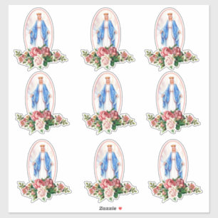 Religieuze, gevlekte Maagd Mary Floral Rozen Vinyl Sticker