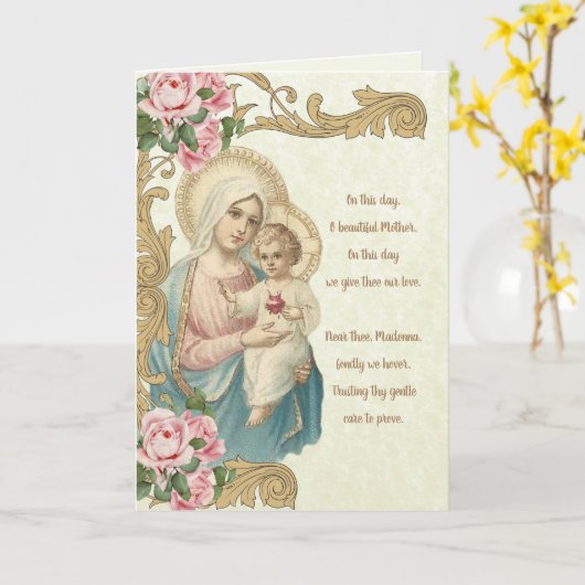 Religieuze, gevlekte Maagd Mary Jesus  Kaart (Gele Bloem)