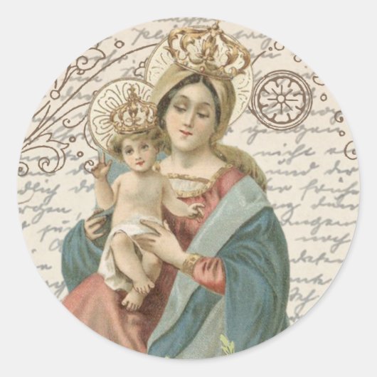 Religieuze, gevlekte Maagd Mary Jesus  Ronde Sticker (Voorkant)