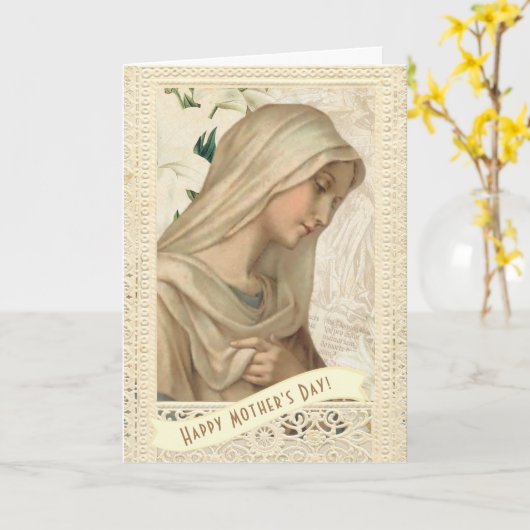 Religieuze, gevlekte Maagd Mary Moederdag  Kaart (Gele Bloem)