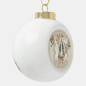 Religieuze, gevlekte Maagd Mary  Rozen Lace Keramische Bal Ornament (Links)