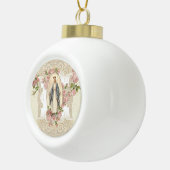 Religieuze, gevlekte Maagd Mary  Rozen Lace Keramische Bal Ornament (Rechts)