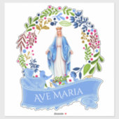 Religieuze Gezegende Maagd Maria Bloemenkrans Viny Sticker (Vel)