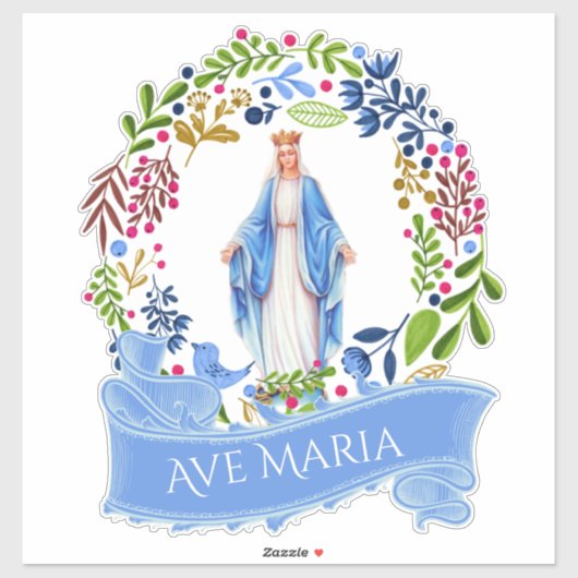 Religieuze Gezegende Maagd Maria Bloemenkrans Viny Sticker (Vel)
