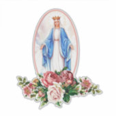 Religieuze Gezegende Maagd Maria Bloemenkrans Viny Sticker (Voorkant)