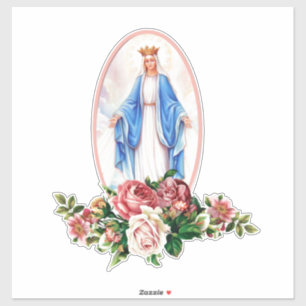 Religieuze Gezegende Maagd Maria Bloemenkrans Viny Sticker