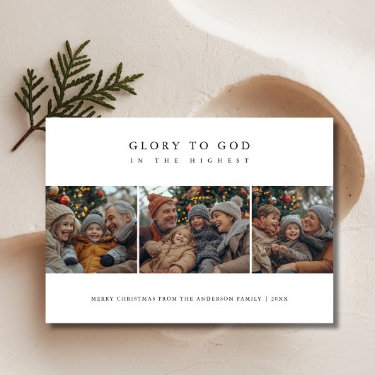 Religieuze glorie aan God Heilig Geloof Kerstfoto Feestdagenkaart