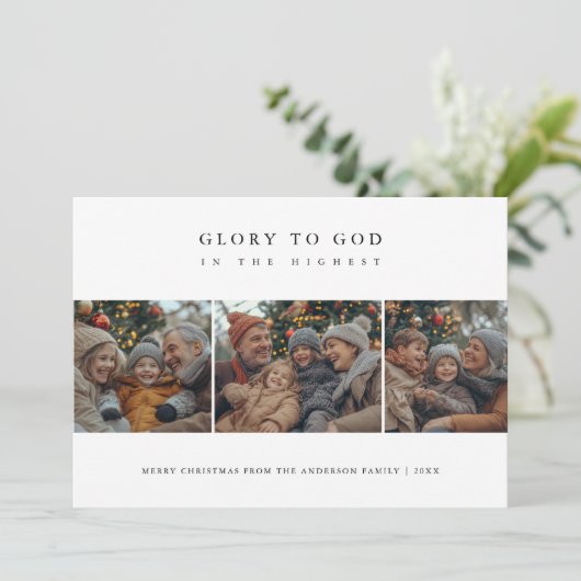 Religieuze glorie aan God Heilig Geloof Kerstfoto Feestdagenkaart (Staand voorkant)