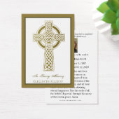 Religieuze Gold Celtic Cross Funeral Prayer Kaart (Bureau)