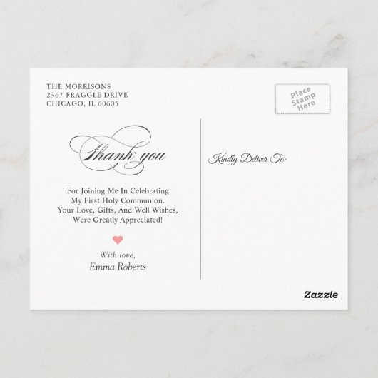 Religieuze Gold Cross Blush Pink Floral Hartelijk  Briefkaart (Achterkant)