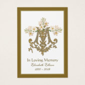 Religieuze Gold Marian Cross Funeral Lilies Visitekaartje (Voorkant)