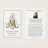 Religieuze Gold Marian Cross Funeral Prayer Visitekaartje (Voorkant /achterkant)
