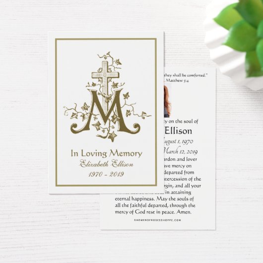 Religieuze Gold Marian Cross Funeral Prayer Visitekaartje (Bureau)