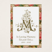 Religieuze Gold Marian Cross Funeral Rozen Visitekaartje (Voorkant)