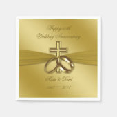 Religieuze Golden 50ste Jubileum Papier Napkins Servetten (Voorkant)