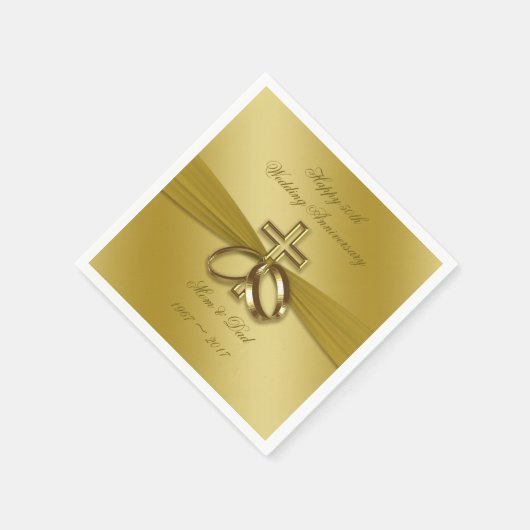 Religieuze Golden 50ste Jubileum Papier Napkins Servetten (Hoek)