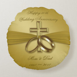 Religieuze Golden 50ste Jubileum Rond Kussen