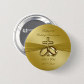 Religieuze Golden 50th Wedding Jubileum Button (Voorkant /achterkant)