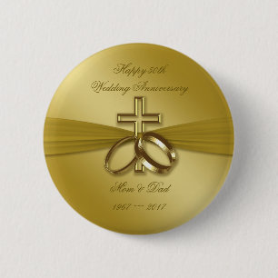 Religieuze Golden 50th Wedding Jubileum Button