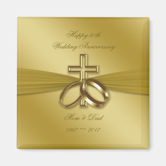Religieuze Golden 50th Wedding Jubileum Magnet (Voorkant)