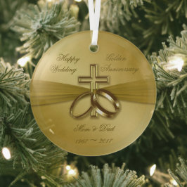Religieuze Golden 50th Wedding Jubileum Ornament