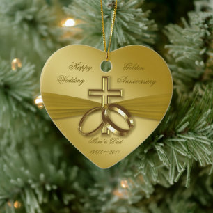 Religieuze Golden 50th Wedding Jubileum Ornament