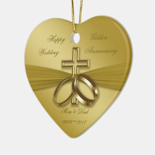 Religieuze Golden 50th Wedding Jubileum Ornament (Links)