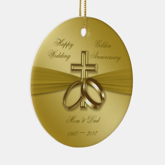 Religieuze Golden 50th Wedding Jubileum Ornament (Rechts)