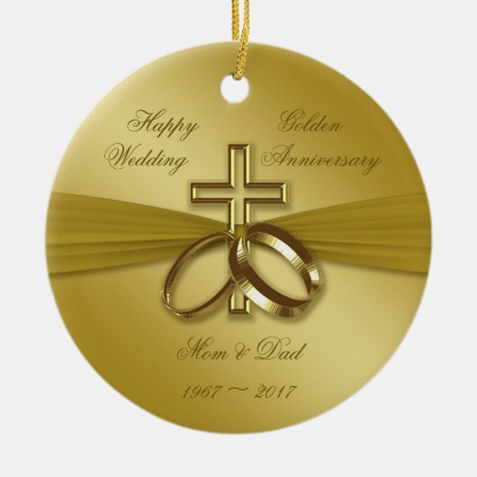 Religieuze Golden 50th Wedding Jubileum Ornament (Voorkant)