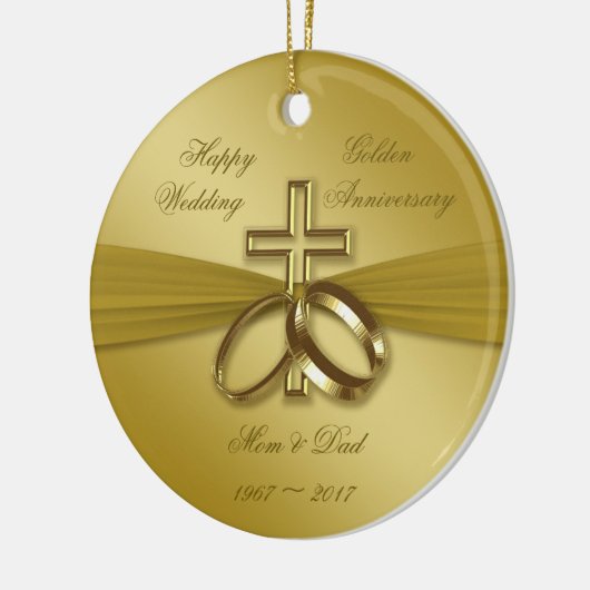 Religieuze Golden 50th Wedding Jubileum Ornament (Links)