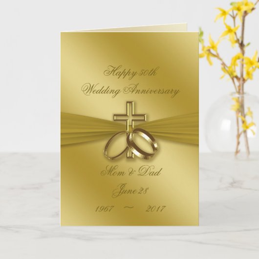 Religieuze gouden huwelijksverjaardagskaart 50 jaa kaart (Gele Bloem)