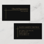 Religieuze Gouden Kruis Kerk Pastor Minimalist Visitekaartje (Voorkant / Achterkant)