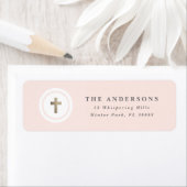 Religieuze goudkruisgetjes folie retouradres etiket (Insitu)