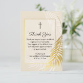 Religieuze goudpalm begrafenis Dank je Kaart (Staand voorkant)