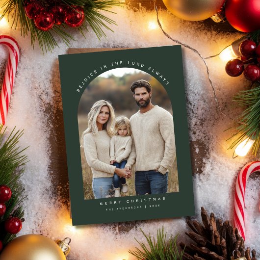 Religieuze Groene Boog Foto Verheug Kerstmis Feestdagenkaart