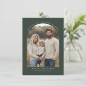 Religieuze Groene Boog Foto Verheug Kerstmis Feestdagenkaart (Staand voorkant)