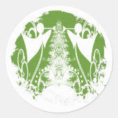 Religieuze Groene en Witte Angel Christelijk Ronde Sticker (Voorkant)