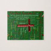 Religieuze groene woordwolk legpuzzel (Horizontaal)