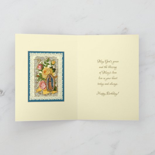 Religieuze Guadalupe Bloemen Katholieke Verjaardag Feestdagen Kaart (Binnen)