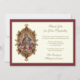 Religieuze Guadalupe Maagd Mary condoleances Bedankkaart