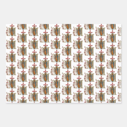 Religieuze Guadalupe Maagd Mary Floral Rozen Wrap Inpakpapier Vel (Voorkant 3)
