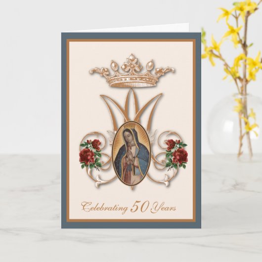 Religieuze Guadalupe Maagd Mary Red Roses Kaart (Gele Bloem)