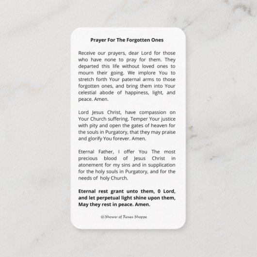 Religieuze Guadalupe Purgatory Prayers Heilige Kaa Plaatskaartje (Achterkant)