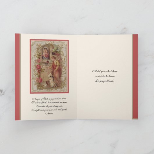 Religieuze Guardian Angel Prayer Young Girl Kaart (Binnen)
