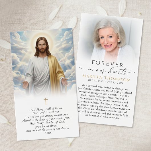Religieuze Hail Mary Gebed Jezus Rouwkaart Visitekaartje