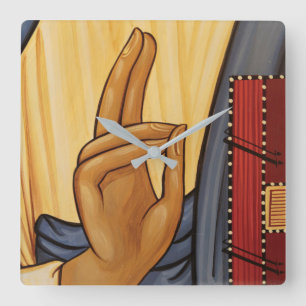 Religieuze hand-signaalkunst vierkante klok