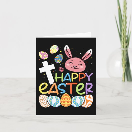 Religieuze Happy Paaster Bunny Rabbit Eggs Jesus C Kaart (Voorkant)