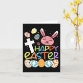Religieuze Happy Paaster Bunny Rabbit Eggs Jesus C Kaart (Gele Bloem)